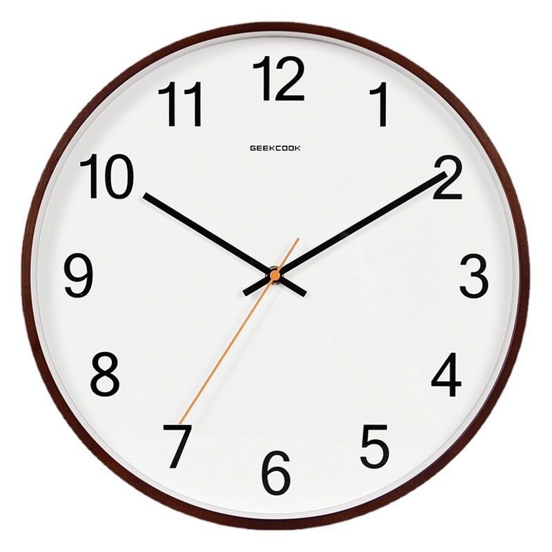 Wooden silent home wall clock: elegant and fresh creative simple Nordic style curved wood clock wholesale