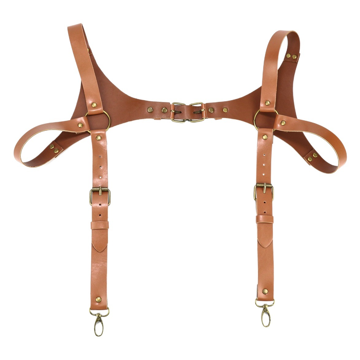 Cross-border Amazon Hot Sale Men's Leather Restraint Strap Decorative Belt Chest Belt British Casual Suspender Strap Shoulder Strap