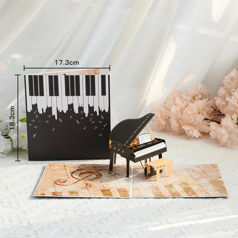 Picture of Birthday Gift Card 3D Stereo Creative Ornaments Color Printed Piano Birthday Thank You Card Thanksgiving Blessing Card Business Card