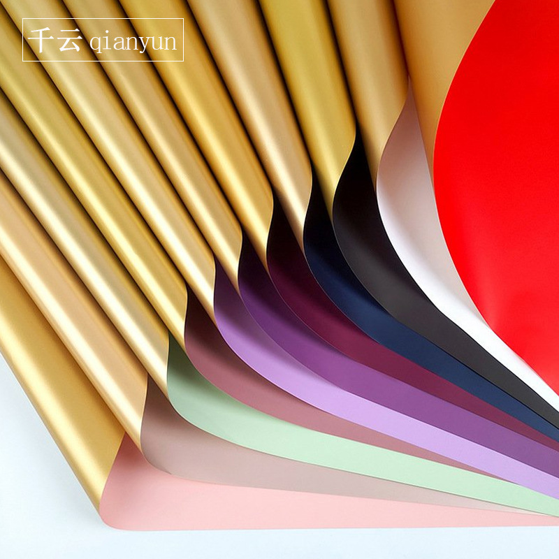 Double-Sided Gilt Paper 20 Sheets Waterproof Flower Wrapping Paper Bouquet Gold Ouya Paper Florist Materials Floral Supplies