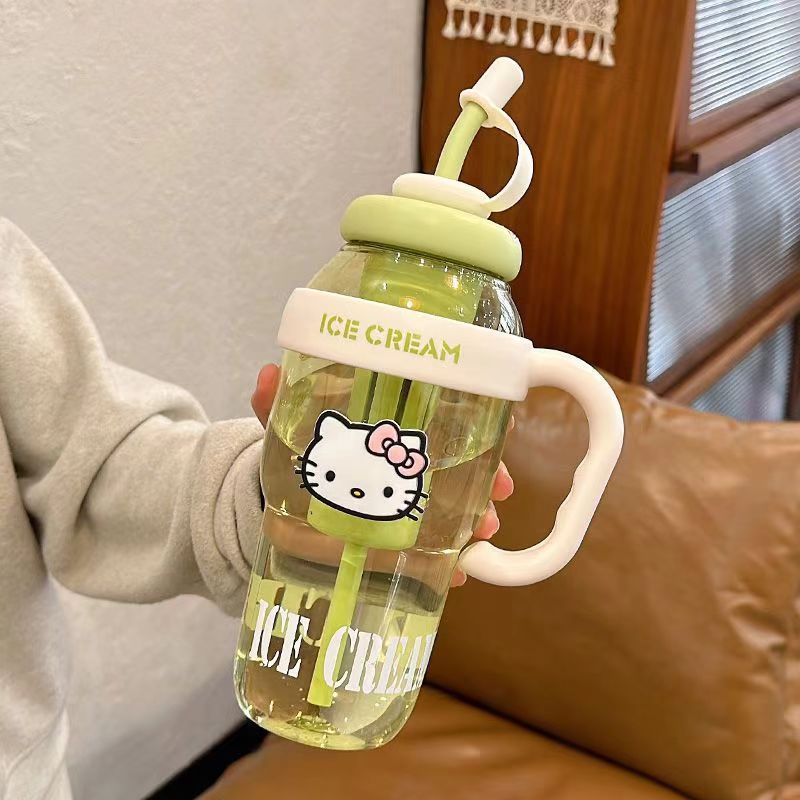 Picture of Lucky Belly Cup Large Capacity Big Mac Water Cup Tea Leakage Scented Tea Suction Tube Cup High Color Value Handle Convenient Ice Cup