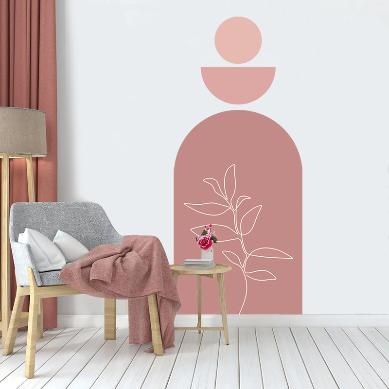 Picture of Nordic boho Morandi Arch Wall Stickers Sofa Background Wall Decoration Abstract Geometric Line Stickers Wall Decoration pvc