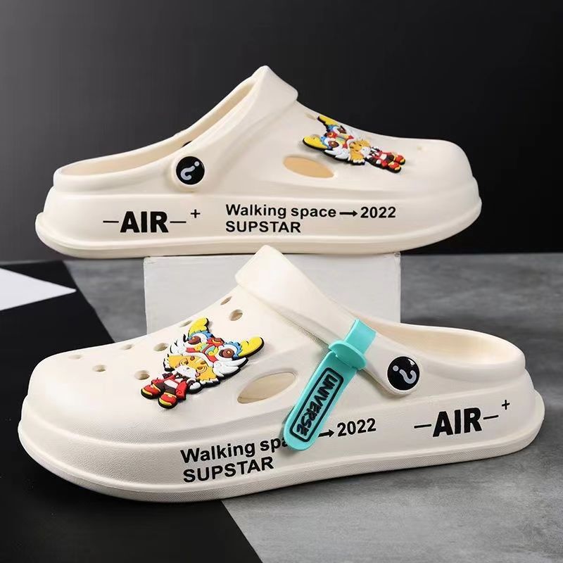 New Couple Casual Clogs Men's Outer Wear Non-Slip Anti-Odor Toe-Cap Slippers Women's Super Soft Thick-Soled Students Summer