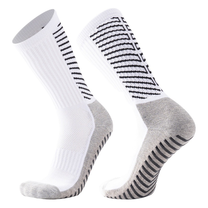 Cross-border dispensing non-slip football socks mid-calf sports socks thickened towel bottom stockings striped training pressure socks