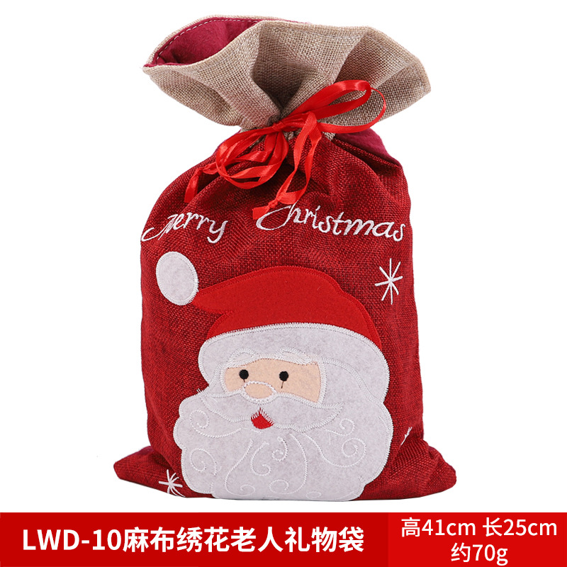 Picture of Christmas Gift Bag Apple Bag Large Bezel Drawstring Gift Bag Christmas Decoration Accessories Props Scene Layout