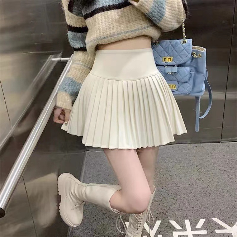 New high waist pleated skirt anti-exposure skirt lining skirt college style skirt women's hot girl skirt