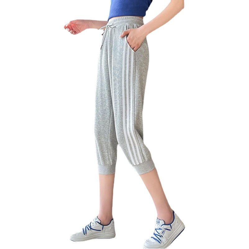 95% Cotton Cropped Pants for Women Summer Outer Wear Thin 2025 Casual Pants Women's Sports Pants Loose Running Fitness Shorts