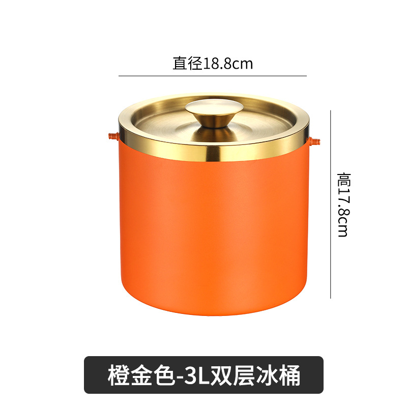 Picture of Amazon Stainless Steel Double-Layer Ice Bucket Bar Champagne Red Wine Beer Commercial Ice Bucket Stainless Steel Bucket