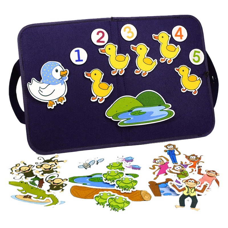 Cross-border spot felt early education board duckling puzzle story book thick felt DIY busy board