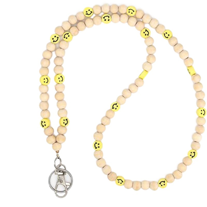 Beaded Rope Wood Necklace Wooden Beads Necklace Lanyard Mobile Phone Chain Wood Chip Mobile Phone Soft Pottery Chain Multifunctional Hanging Ornaments