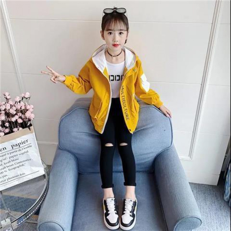 Picture of Girls' Autumn Coat 2022 New Western Style 5-Year-Old Girl Korean 6 Fixture Net Red 7 Middle and Big Children 8 Spring and Autumn Coat