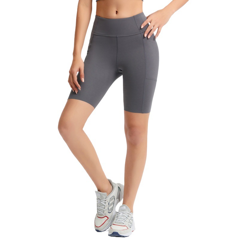 Summer New Style Side Flap Pocket Pants Yoga Pants Elastic Waist Naked Feeling Fitness Peach Butt Sports Shorts for Women Dk068