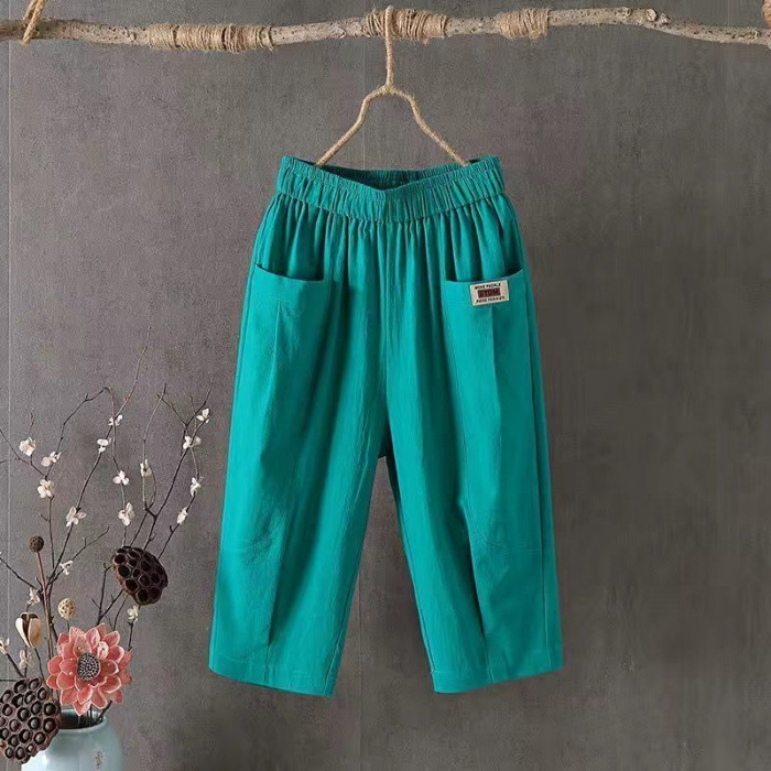 Picture of Cotton and Linen Capri Pants Women's Summer Loose plus size Linen Loose Waist Small Feet Harlan Pants All-match Casual Pants 8207