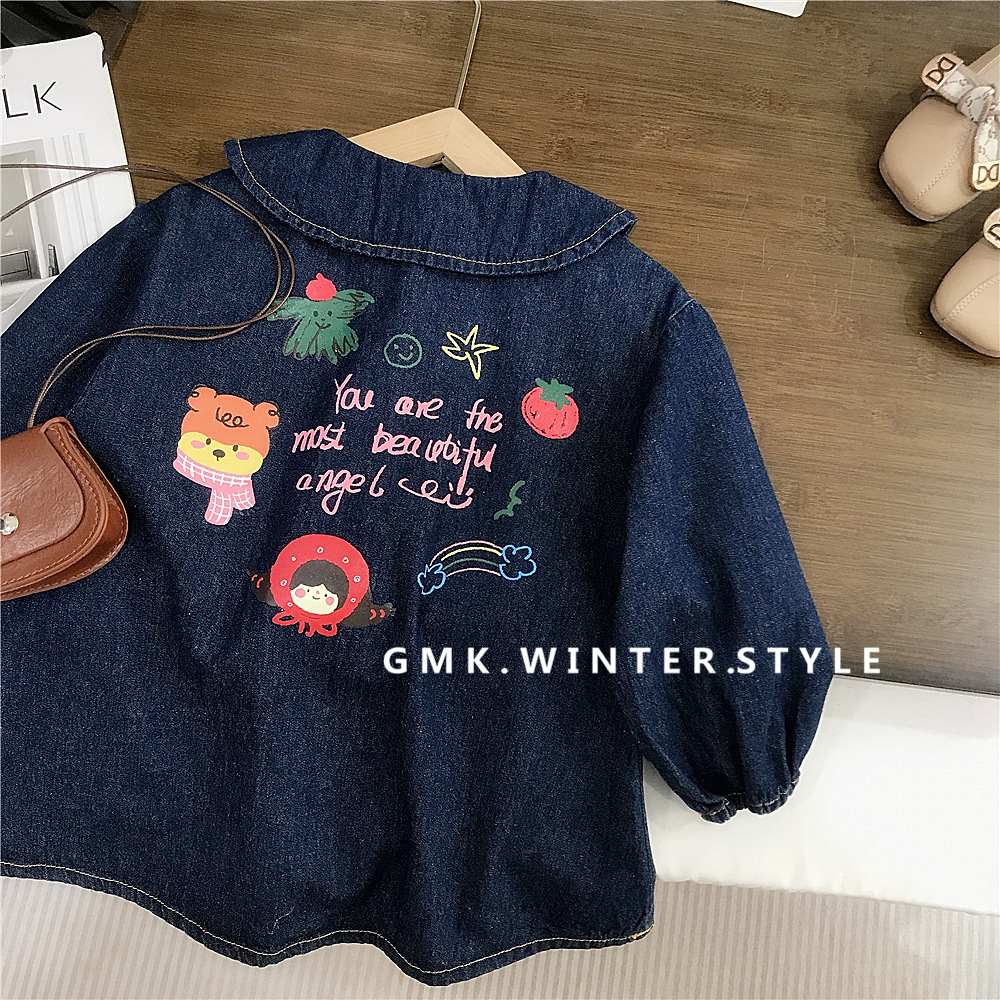 Girls dress Spring Dress New Children Princess Dress Baby Girl Denim Dress Western Style Spring and Autumn Dress Children's Wear Foreign Trade