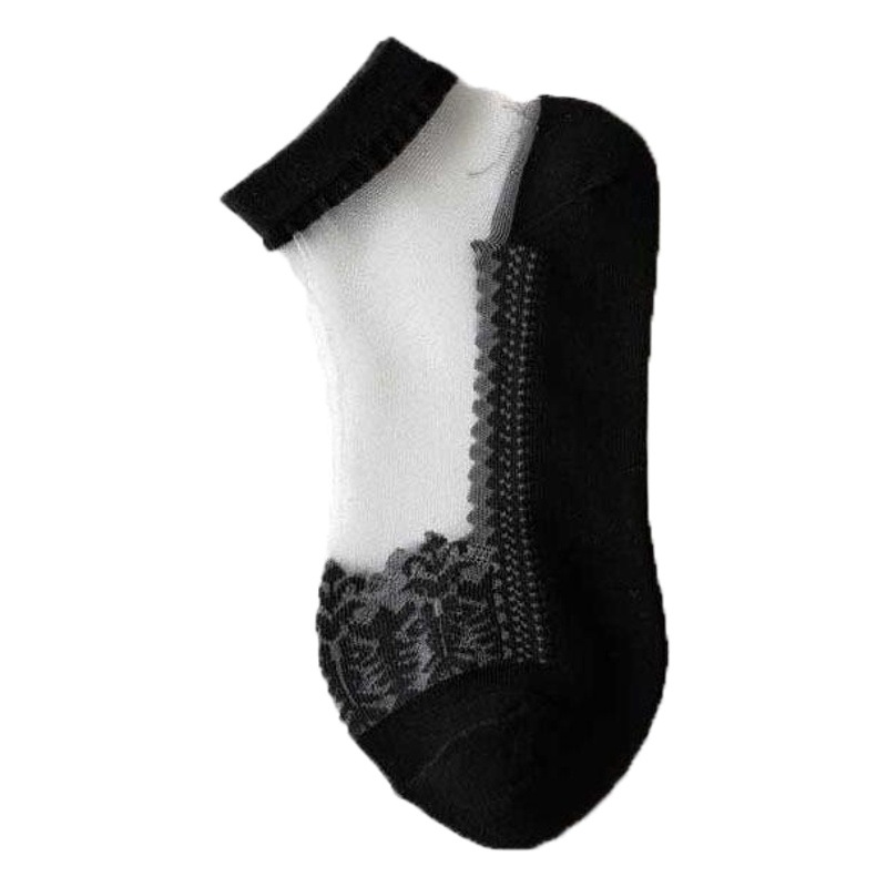 Crystal card stockings ladies short socks jacquard cool transparent Women summer thin invisible socks boat Socks wholesale