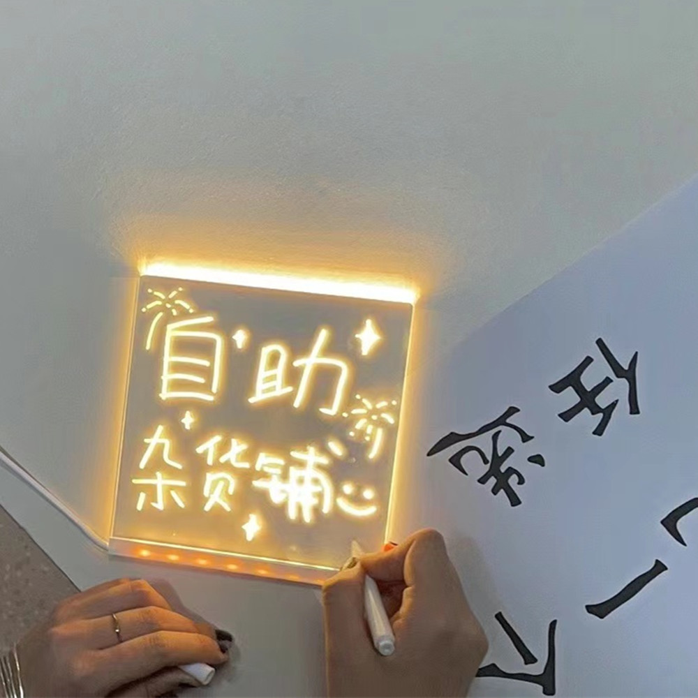 Cross-mirror erasable price tag acrylic display stand luminous board handwriting board night market stall fluorescent board small blackboard