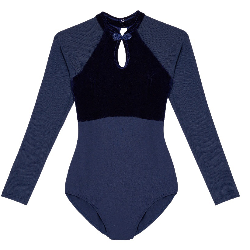 Picture of Ballet Training Clothes for Adults, Autumn and Winter Long-Sleeved Training Gymnastics Clothes, Velvet Water Drop Splicing Jumpsuits, Teacher Body Suits