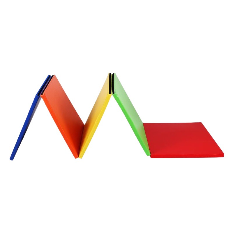 Children's Fitness Training gymnastics mat fitness yoga mat four fold multi-functional rainbow mat PU leather source factory