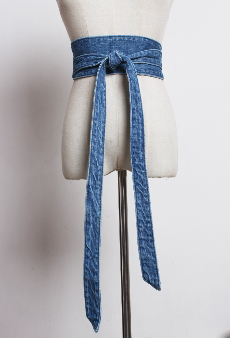 New summer wide belt Women's decorative shirt dress versatile Denim waist-tight waist strap fashion Korean style