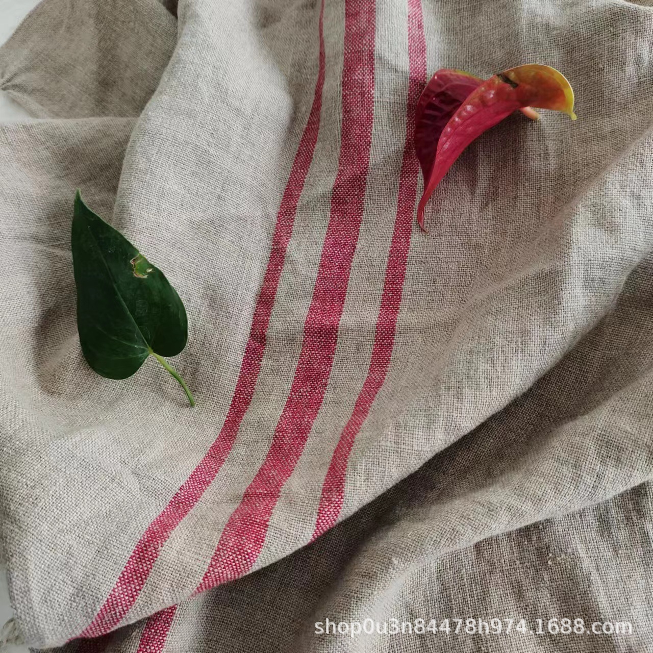 Picture of Pure Linen Rain Dew Linen Stripesd Enzyme Washing Fabric Pure Linen Strips Bag Fabric Linen Strips Chair