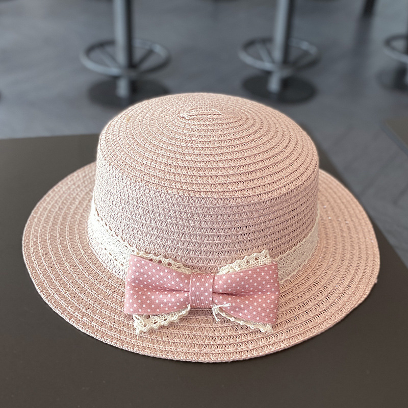 Picture of Children's Sunscreen Hat Summer Girl's Sunshade Straw Hat Bag suit Girl Baby Girl Western-style Lace Princess Beach Hat
