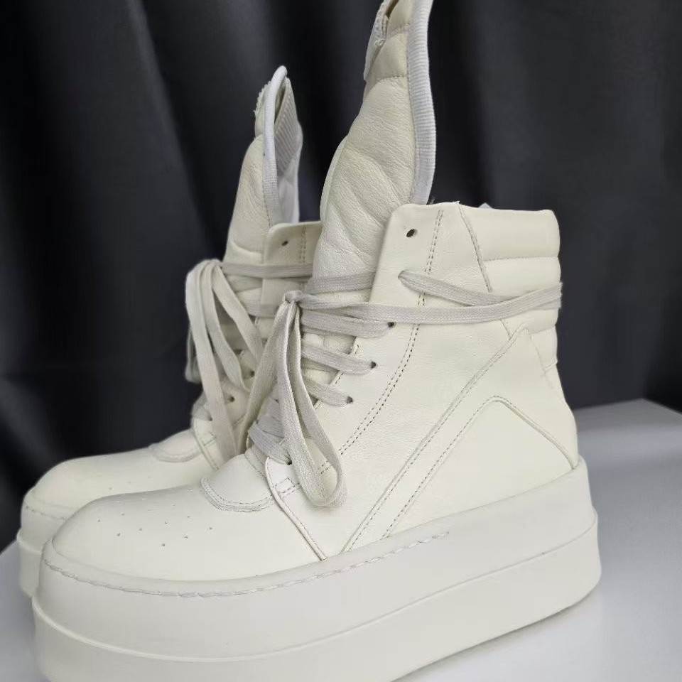 2024 New Thick Bottom Inverted Triangle High-top Board Shoes for Men and Women Autumn and Winter All-match Elevated Leather Casual Trendy Board Shoes Trendy