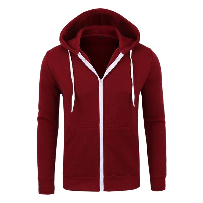 Cross-border Amazon Foreign Trade men's casual fashion solid color sweater men's long-sleeved sports hooded top zipper sweater
