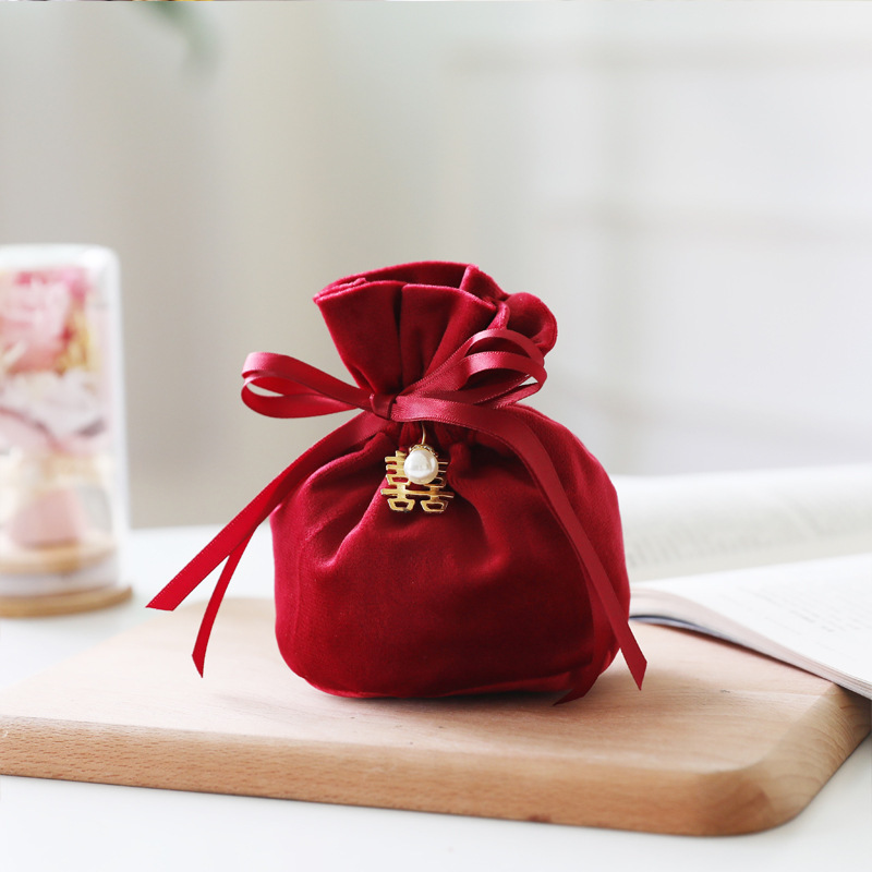 Picture of Wedding Velvet Candy Bag Little Red Riding Book Wedding Candy Accompanying Gift Wedding Candy Box Creative Birthday Full Moon Candy Bag