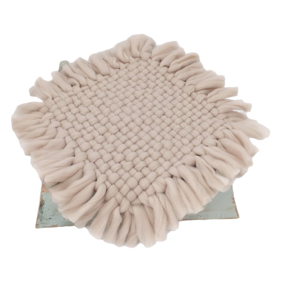 Cross-border newborn baby photo props blanket children's photography props coarse wool woven square decorative background mat