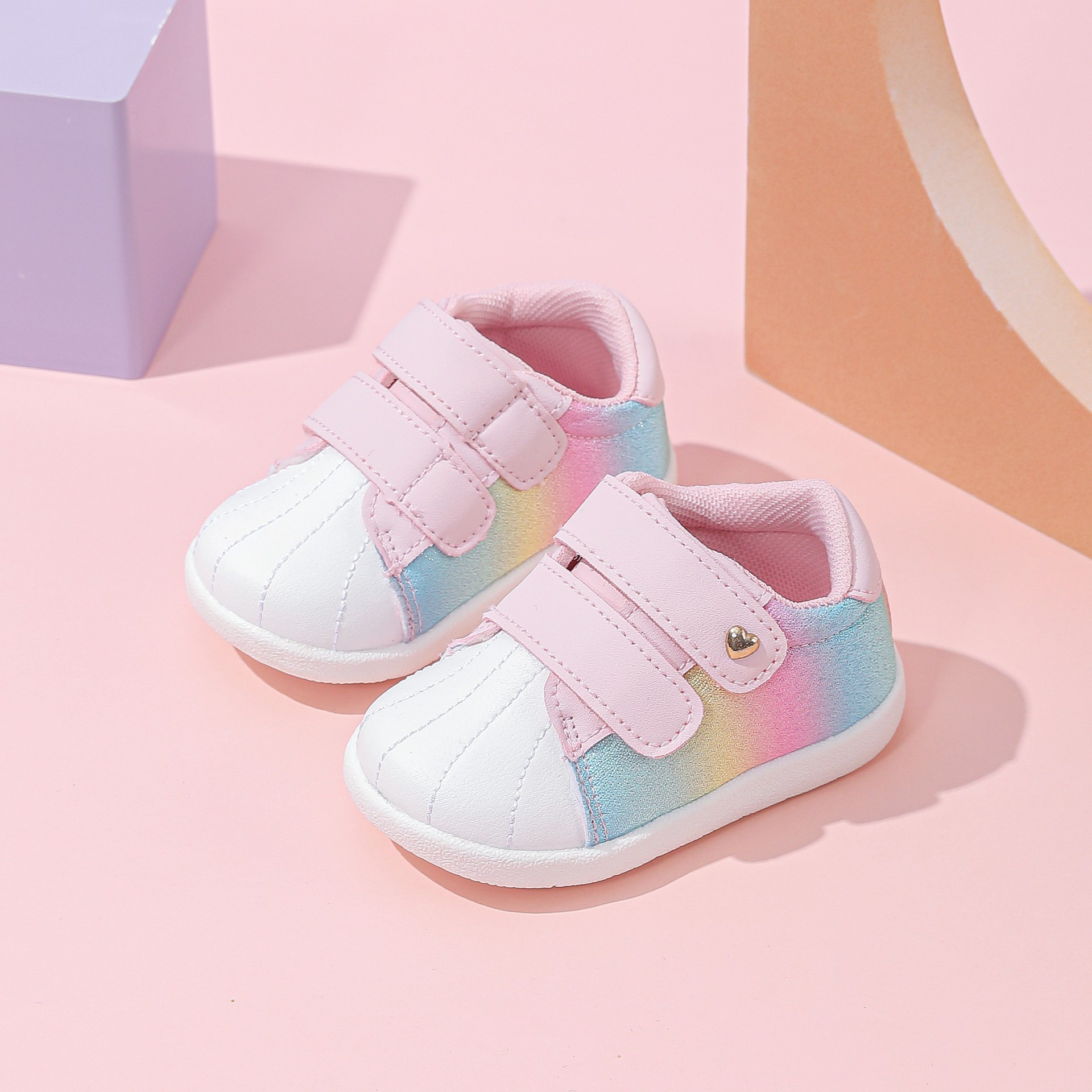 Zhineng Spring New Children's Shoes Toddler Shoes Baby Girl's Breathable Bread Shoes Non-slip Soft Sole Girls' Mechnics Shoes for Hair