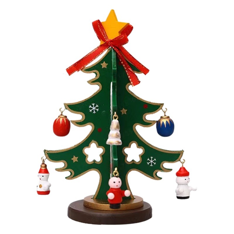 New cross-border Christmas wooden Christmas tree children's gift mini DIY store decorations wholesale