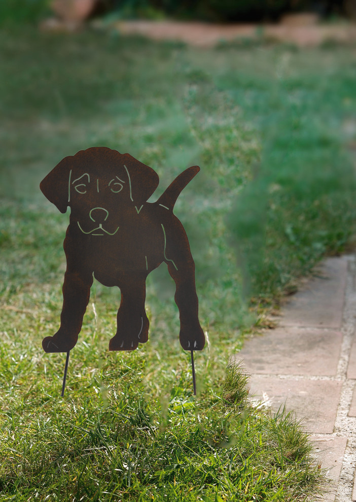 European-style iron retro garden plug-in rust retro puppy plug-in flower holder