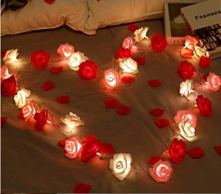 Picture of Rose Light String LED Foam Flower Lights Proposal Valentine's Day Girl's Heart Room Decorative Lights Flower Lights