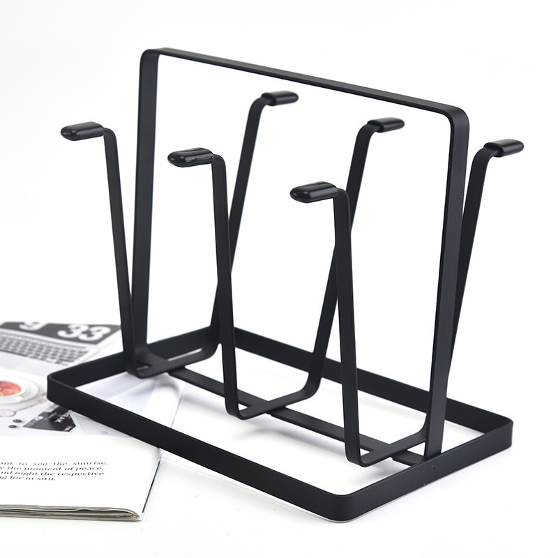 Picture of ins style Cup holder storage rack Japanese-style iron glass water Cup inverted rack countertop Cup organizing draining rack wholesale