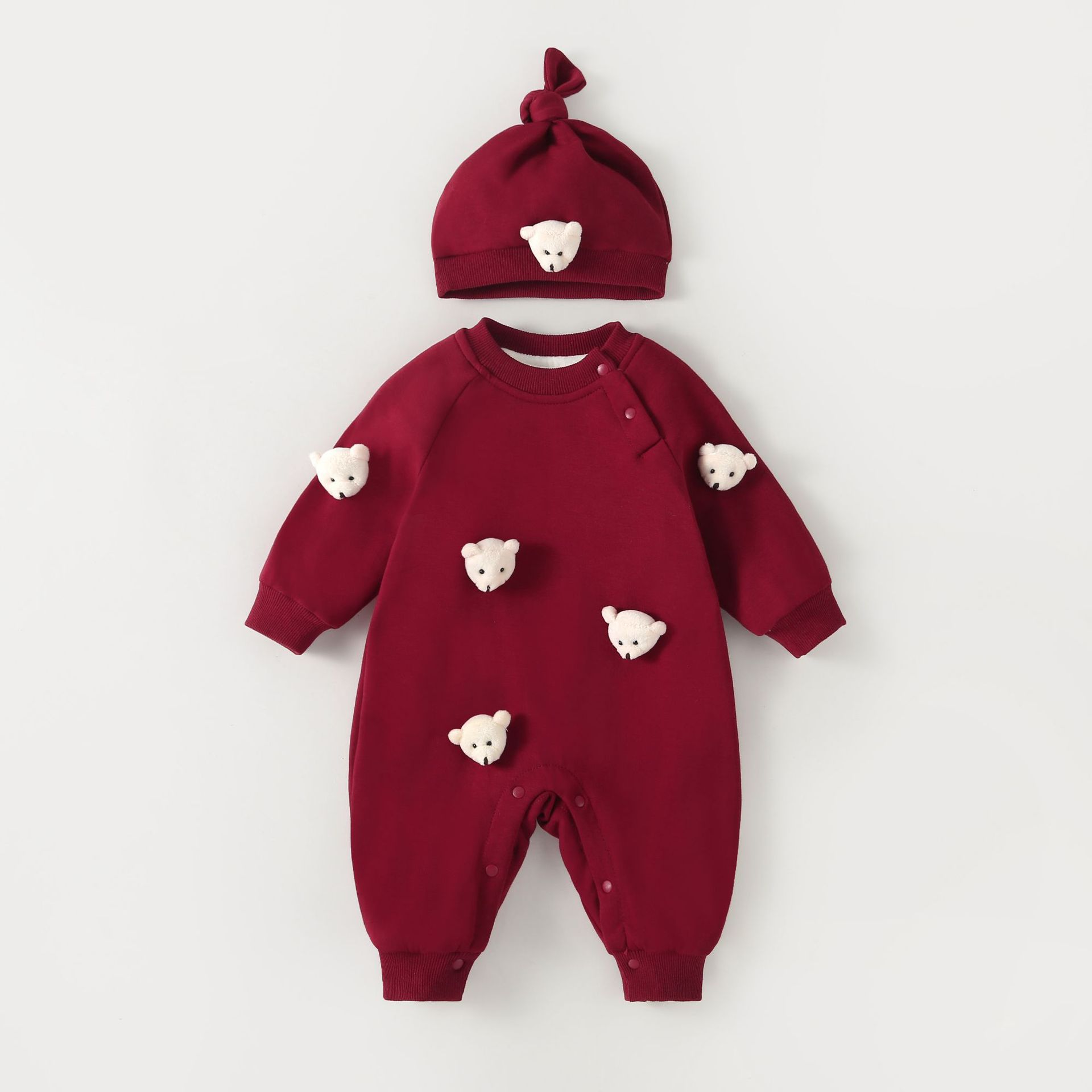 Picture of Baby winter outing clothes Korean style fleece-lined thickened sheath baby autumn and winter warm sweater outing romper