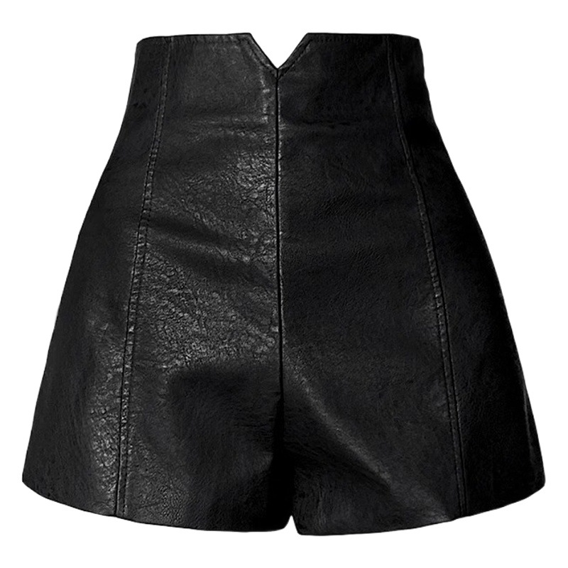 High waist slimming PU leather shorts women's 2023 autumn and winter new design sense wide leg pants small Korean style a-line boot pants
