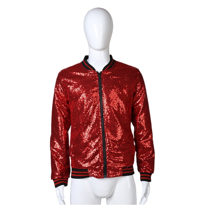 Foreign Trade Men's plus size Amazon AliExpress Loose Sequin Dance Clothes Zipper Cardigan Jacket Selling Explosions