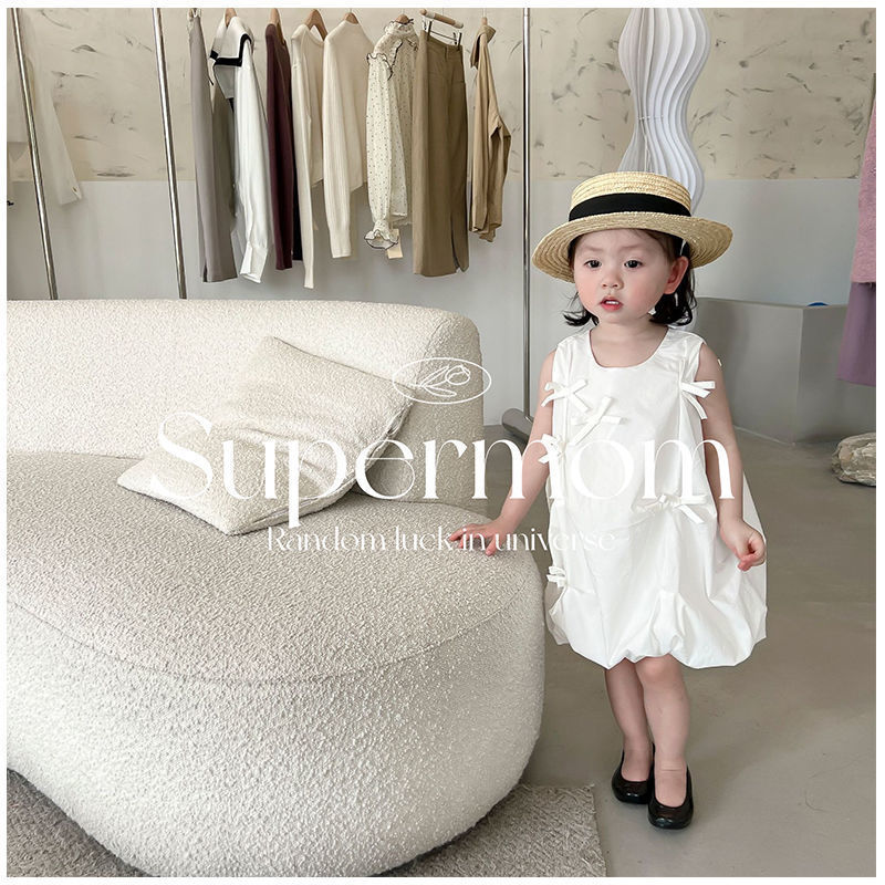 Picture of Children's White Dress 2022 Summer New Girls Korean Style Sweet Fresh Dress Baby Princess Style Thin