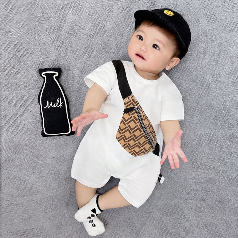 Baby summer short sleeve thin one-piece romper boy baby outing clothes cute sports style summer Full Moon romper