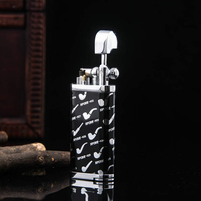 Picture of Grinding wheel open flame cigarette lighter gas creative inflatable Langsheng oblique fire lighter metal pipe mini lighter gift