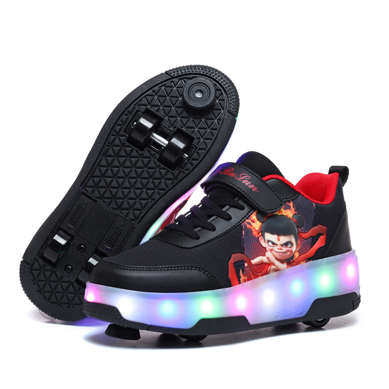Picture of 2025 new cross-border children's luminous shoes pulley heloo shoes boys with brake wheels skates student sports