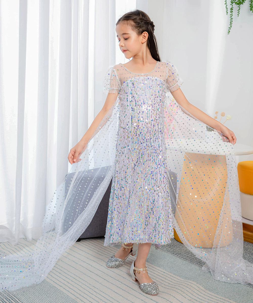 Picture of Frozen 2 Kidsren's Dress Princess Dress Girl Elsa Snowflake Dress Frozen Elsa Princess Style