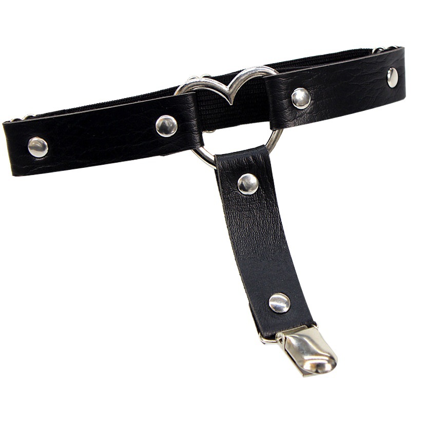 Picture of European and American Harajuku Punk Heart-Shaped Leather Leg Rings Japanese Style Non-Slip Thigh Socks Leg Rings Foot Rings Garter Accessories