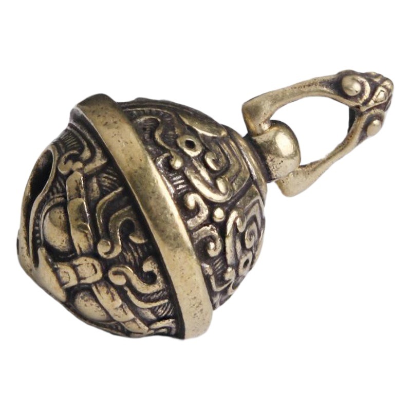 Brass distressed gluttonous pattern Bell keychain pendant vintage copper bell ornaments antique miscellaneous small bronze wholesale