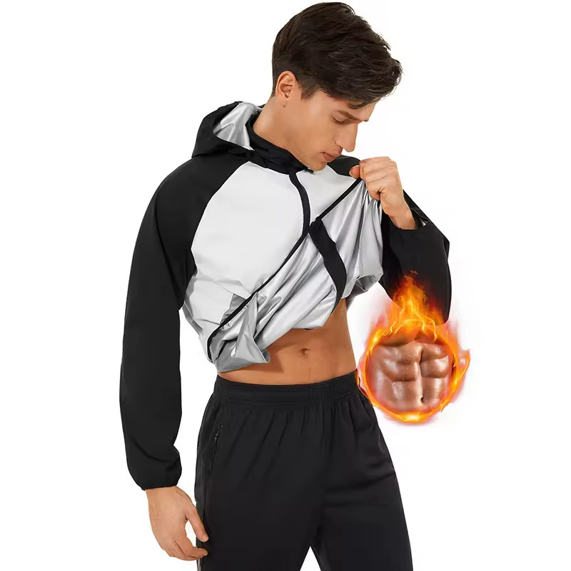 Cross-border Hot Selling High-end Sweat Suit for Men and Women Yoga Fitness Exercise Weight Loss Long Sleeve Zipper Coat High-end Sweat Suit