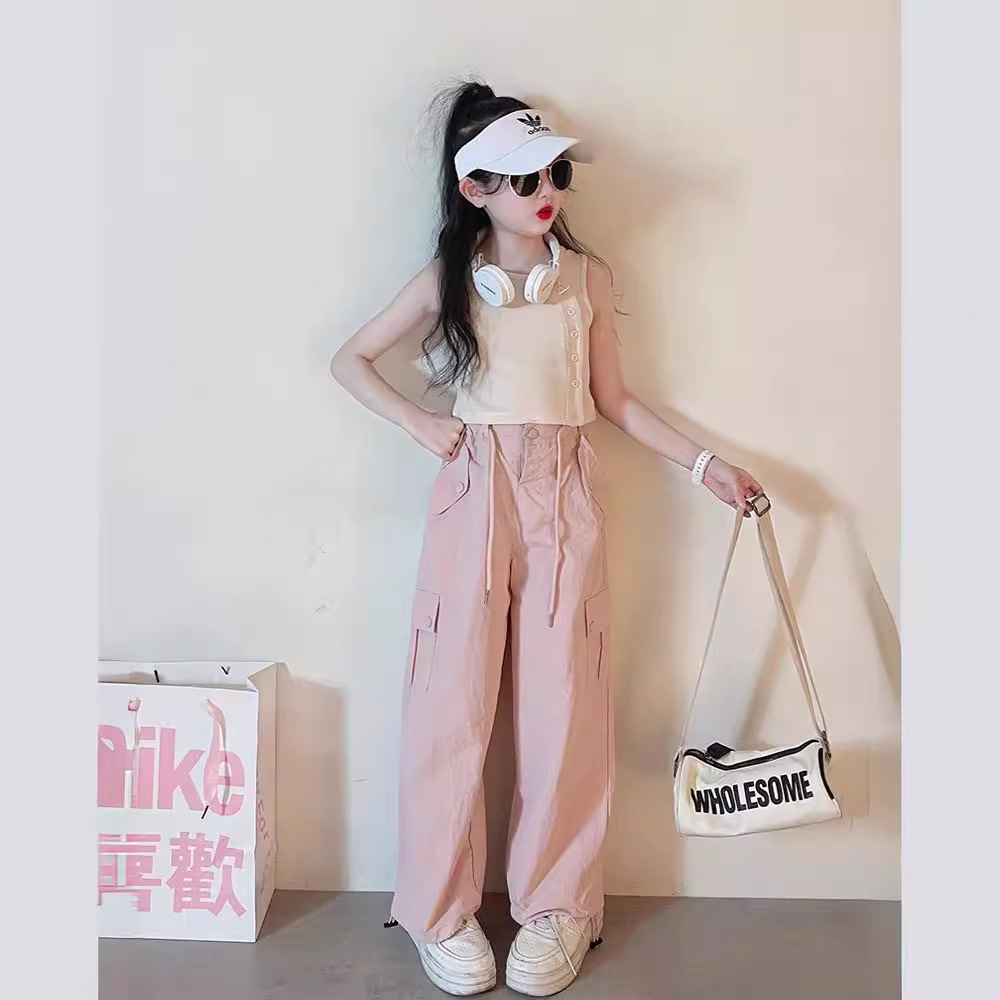 2024 New Summer Outdoor Sweat-wicking Breathable Loose Casual Multi-Pocket Overalls Girls American Casual Pants
