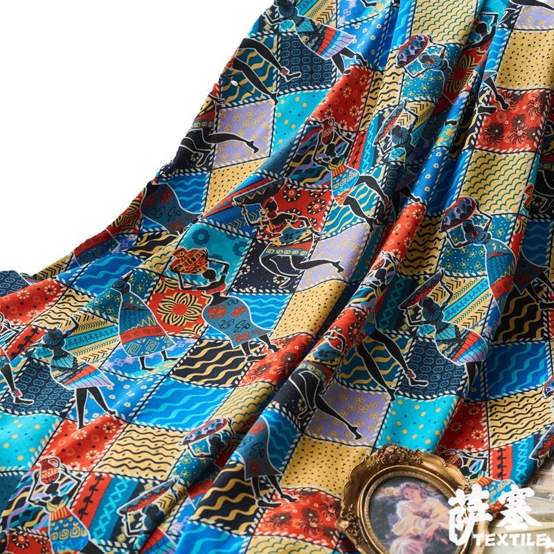 Picture of Hemp Cotton Digital Printing Fabric Ethnic Style Retro Style Bohemian Fabric Hotel Pillow Bar Tablecloth