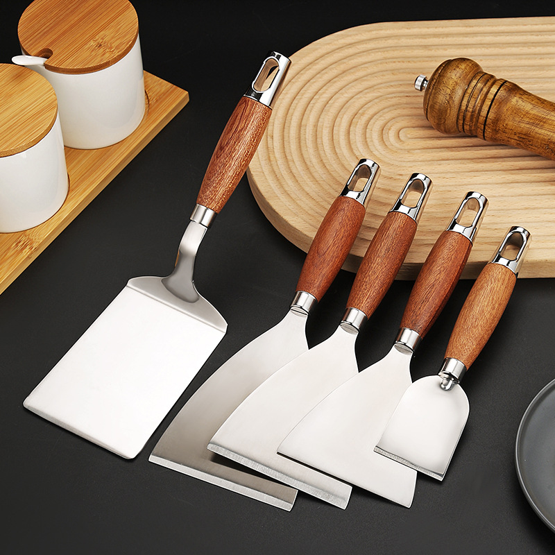 Picture of Cooking Teppanyaki Stainless Steel Steak Spatula Pizza Spatula Hand Cake Tool Triangular Spatula Pancake Spatula