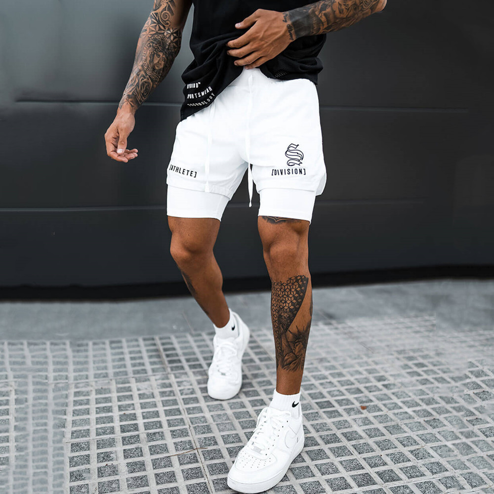 Picture of 2022 fashion brand double-layer shorts men's quick-drying high-elastic but knee basketball pants brothers breathable running anti-light