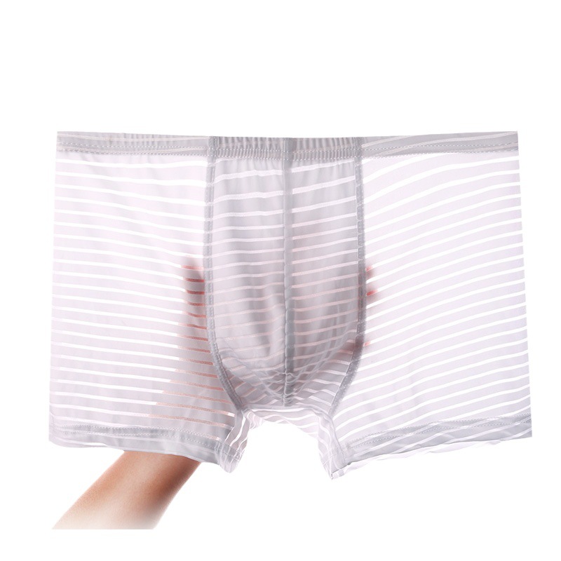 Youth Thin Men's Ice Silk Underwear Comfortable One-piece Breathable Sexy Boxers Transparent Summer Boxer Underpants